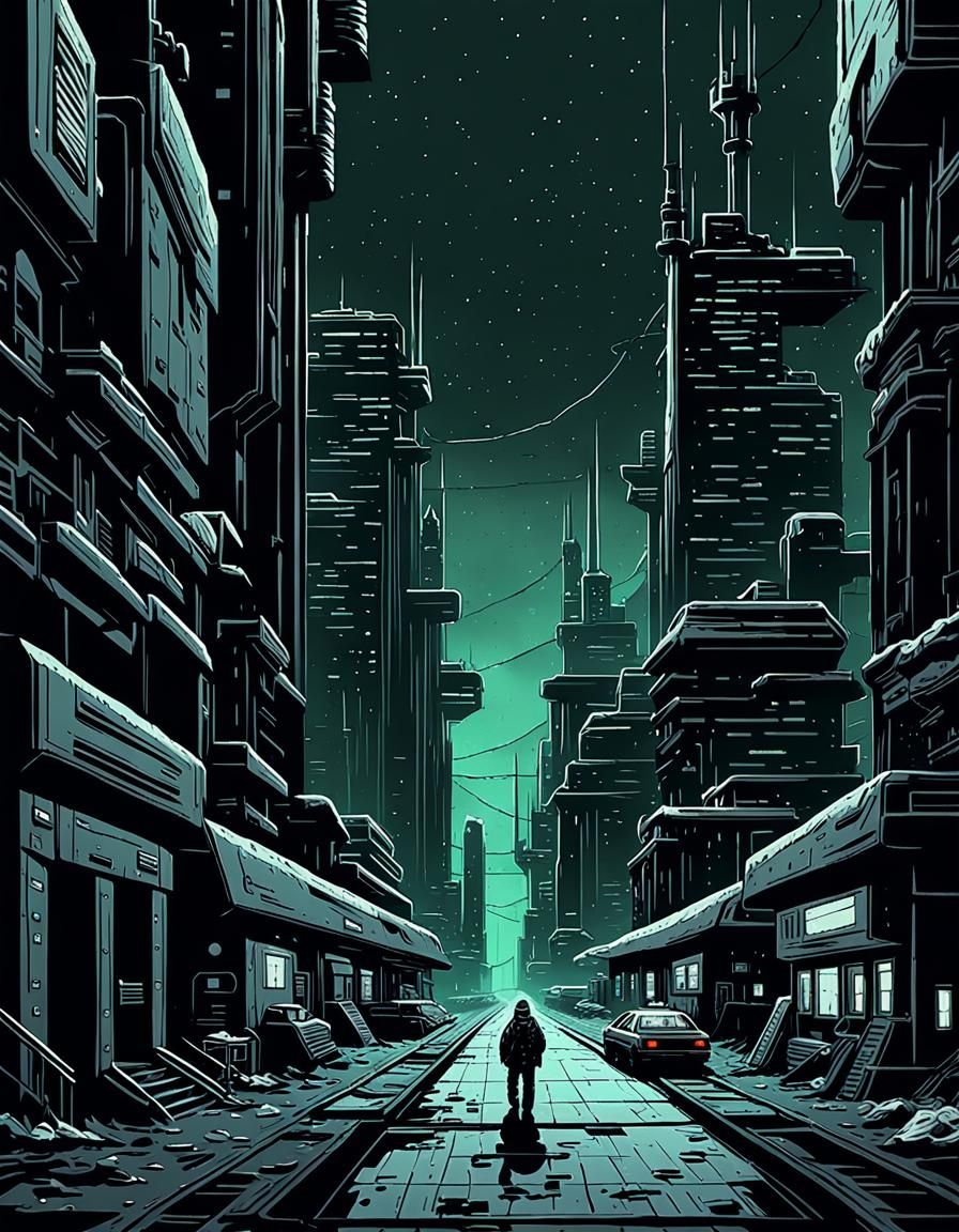 Gritty Noir Sci-Fi in 90s Anime Style