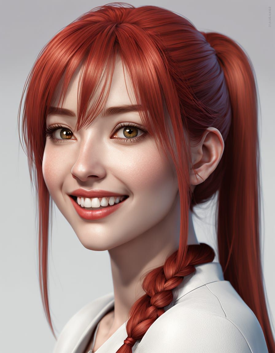 Anime Girl Posing: 3D Rendered Redhead Beauty