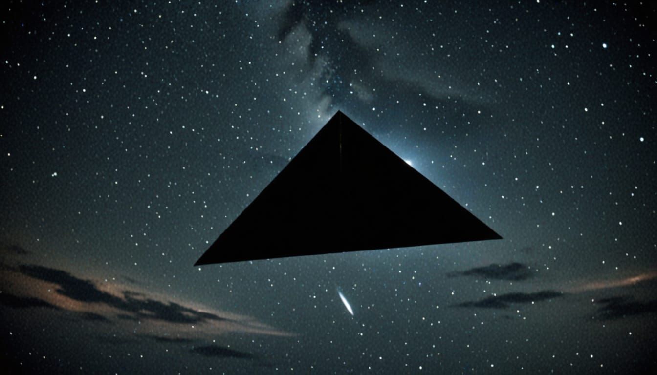 Triangular Craft Silently Turns in Night Sky