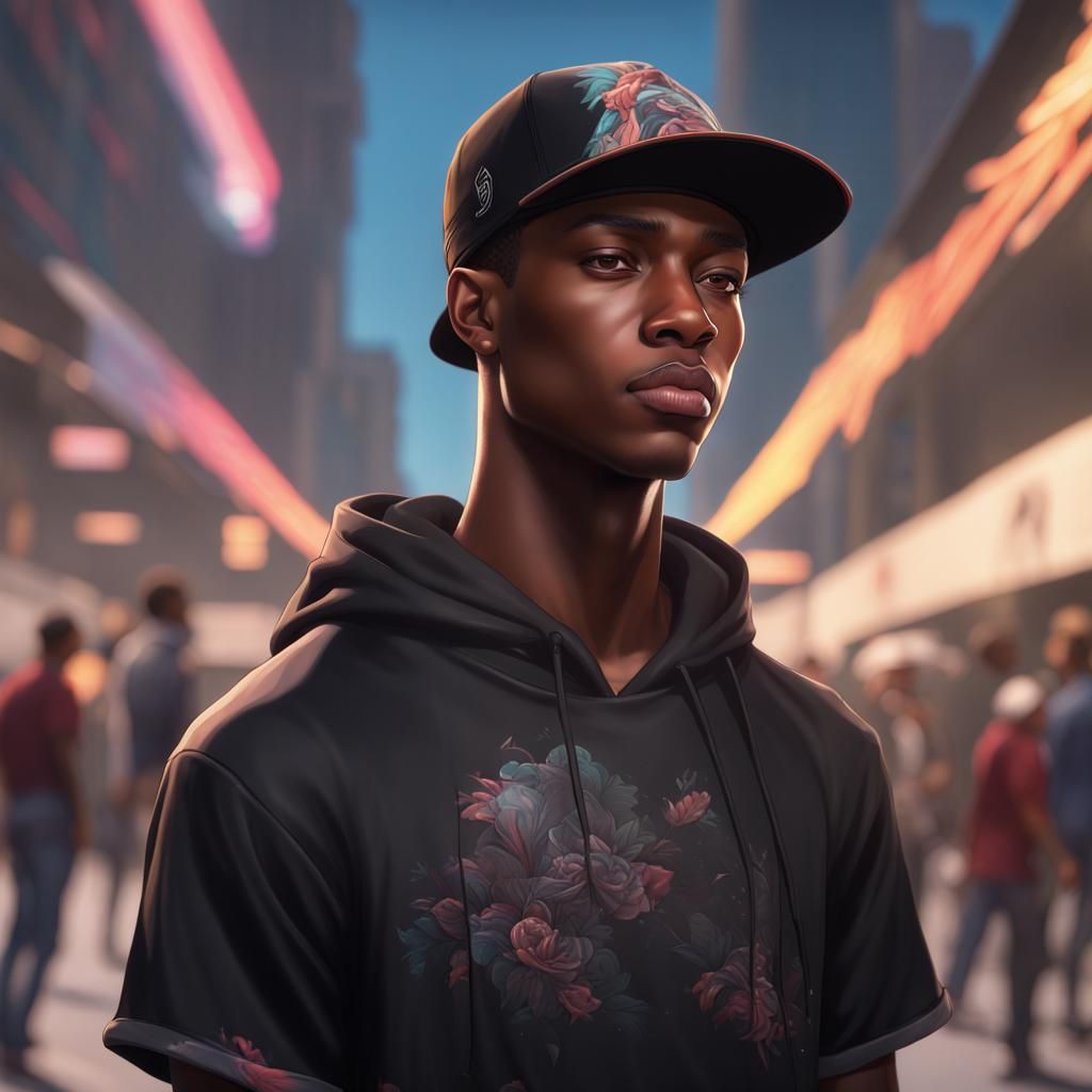 Hyperrealistic Skater Portrait in Art Nouveau Style