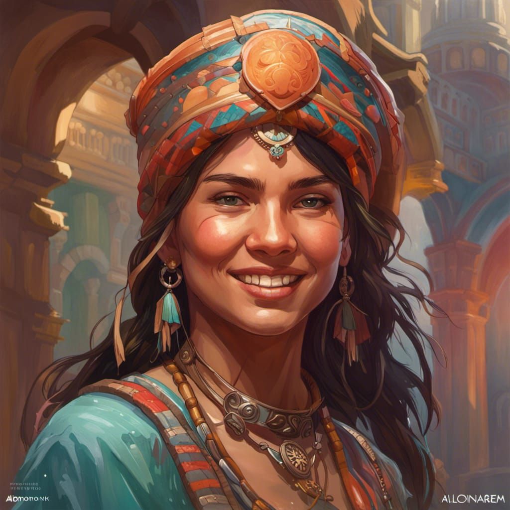 Happy Inca Baker in Hyperdetailed Digital Portrait