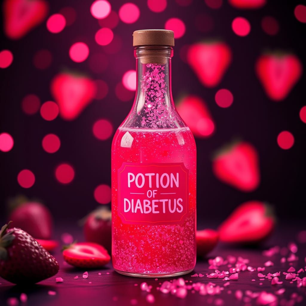 Synthwave Potion of Diabetes with Strawberry Slices