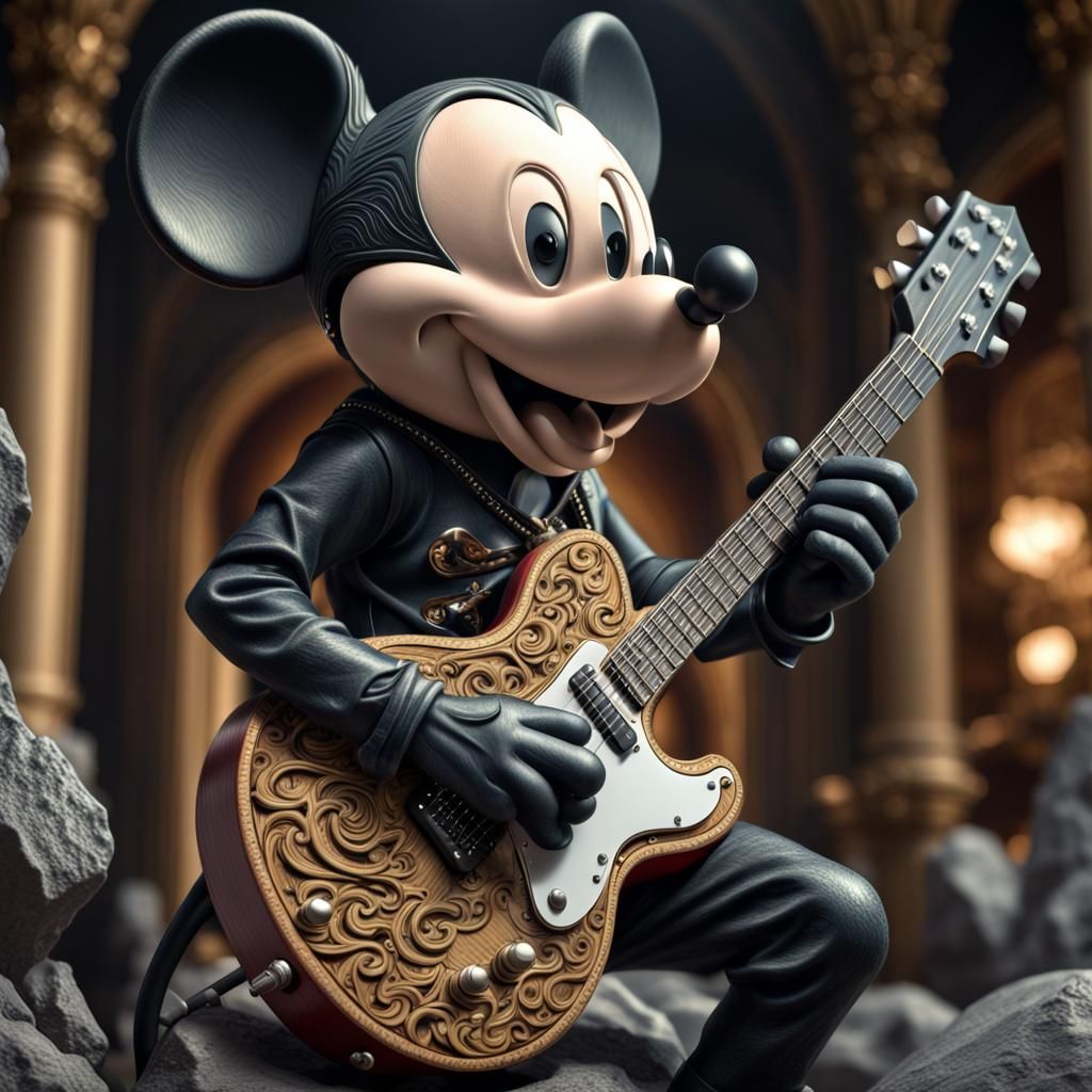 Mickey Mouse as Rock God: Hyperrealistic Rendition