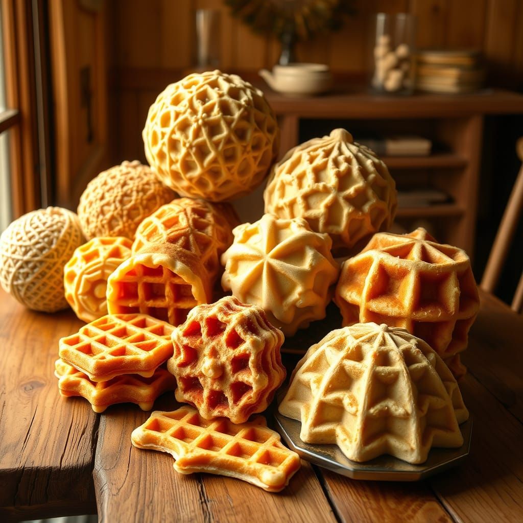 Intricately Patterned Waffles in a Whimsical Breakfast Nook
