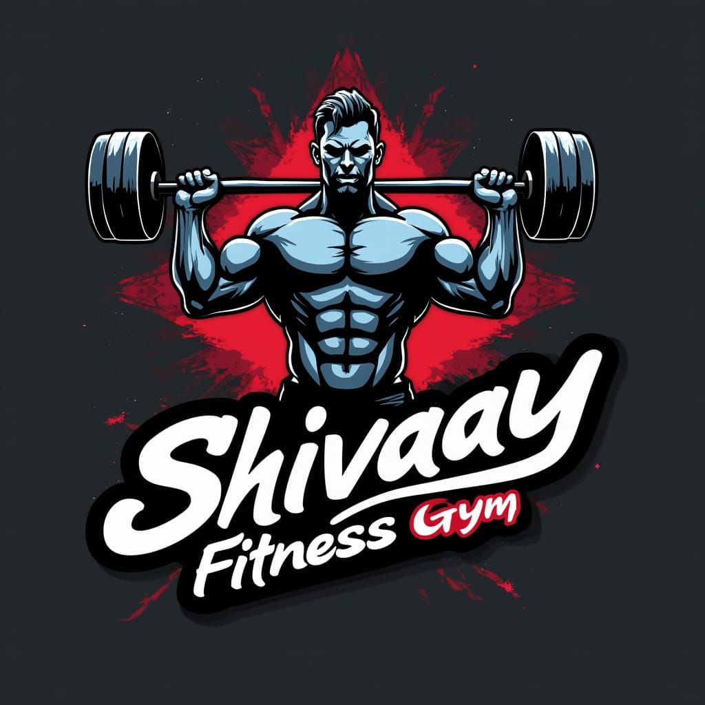 Bodybuilder Bicep Curl for Fitness Gym Logo