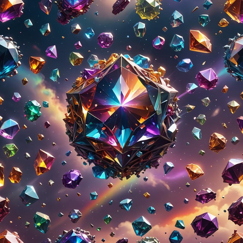 Rainbow Cosmic Diamond in Detailed Matte Painting Style