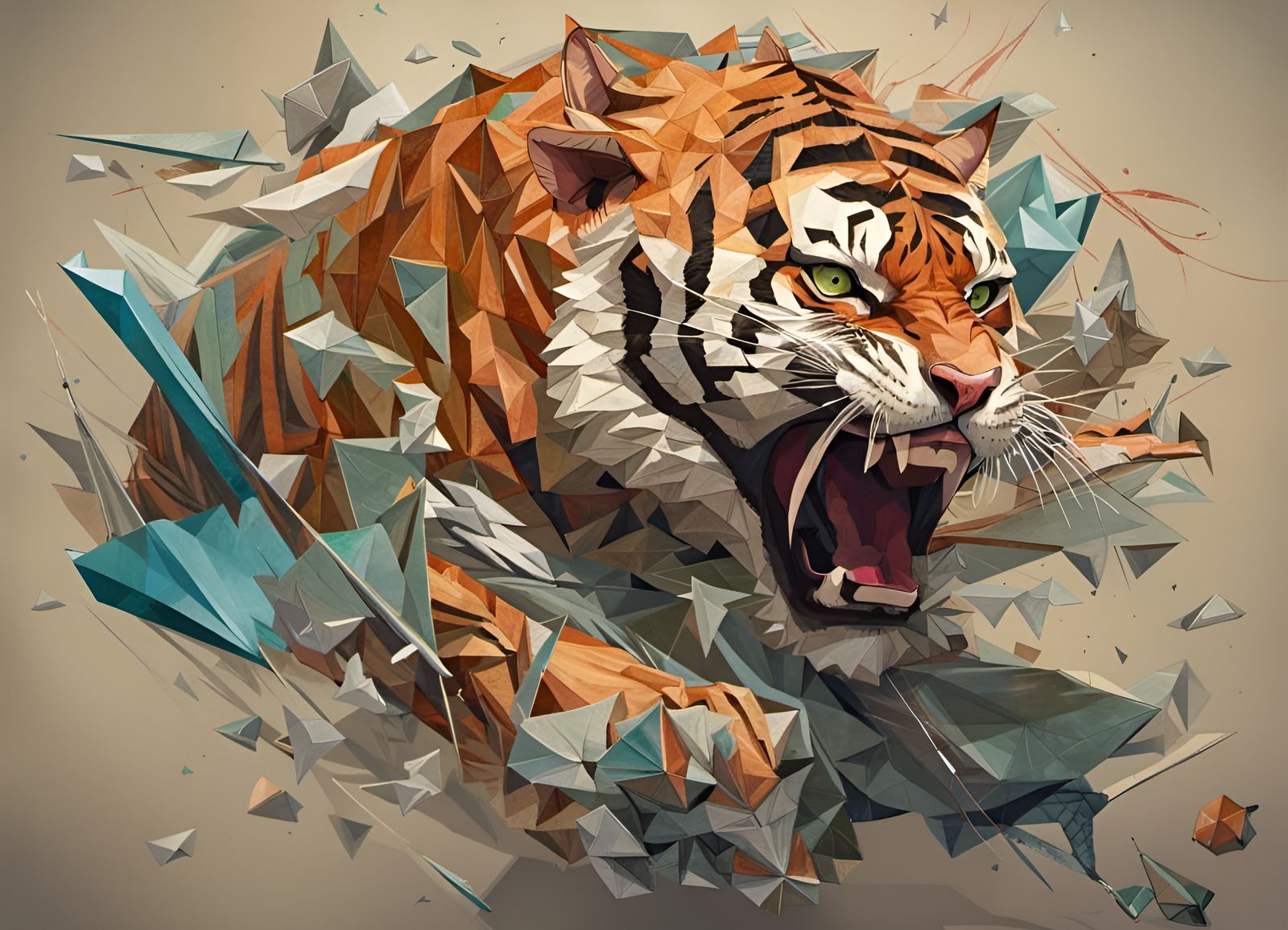 Origami Tiger vs Metallic Crocodile Fight