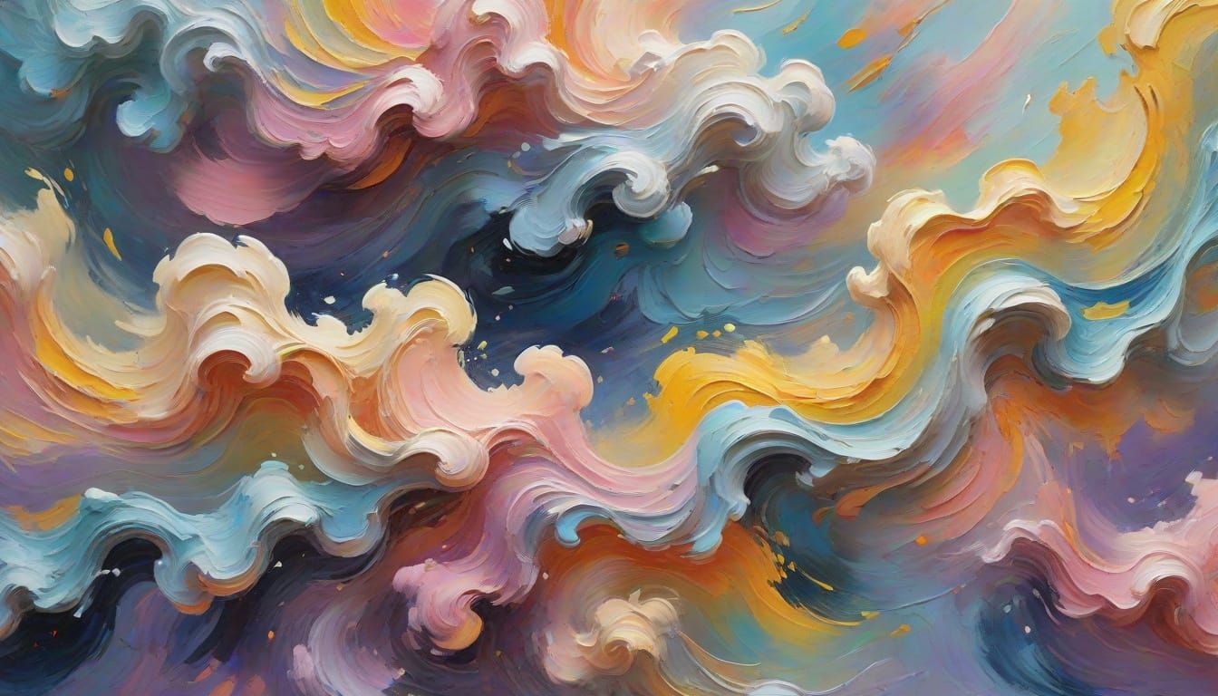 Pastel Swirling Storm Cloud in Impasto Style