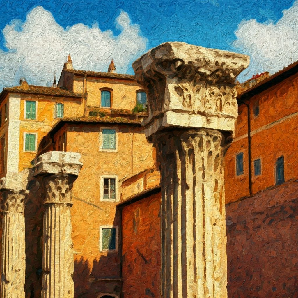 Ancient Monuments Meet Modern Rome: Mediterranean Impression