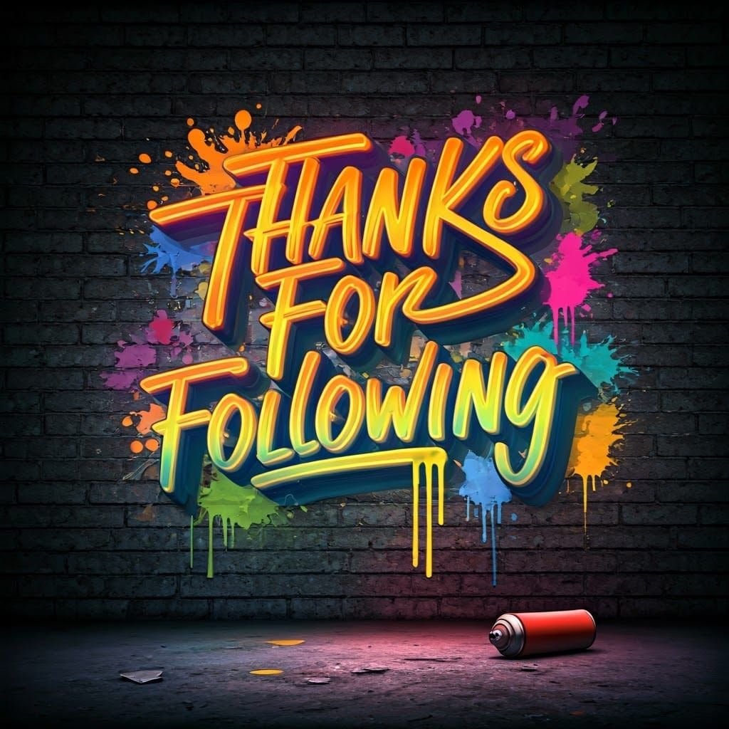 Neon Graffiti Art Thanks For Following