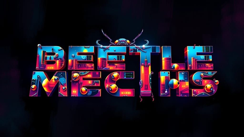Abstract 'BEETLE MECHS' in Futuristic Neon Cityscape