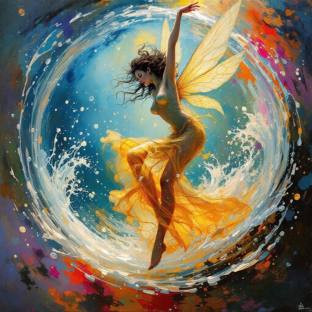 Dancing Fairy in Acrylic Style
