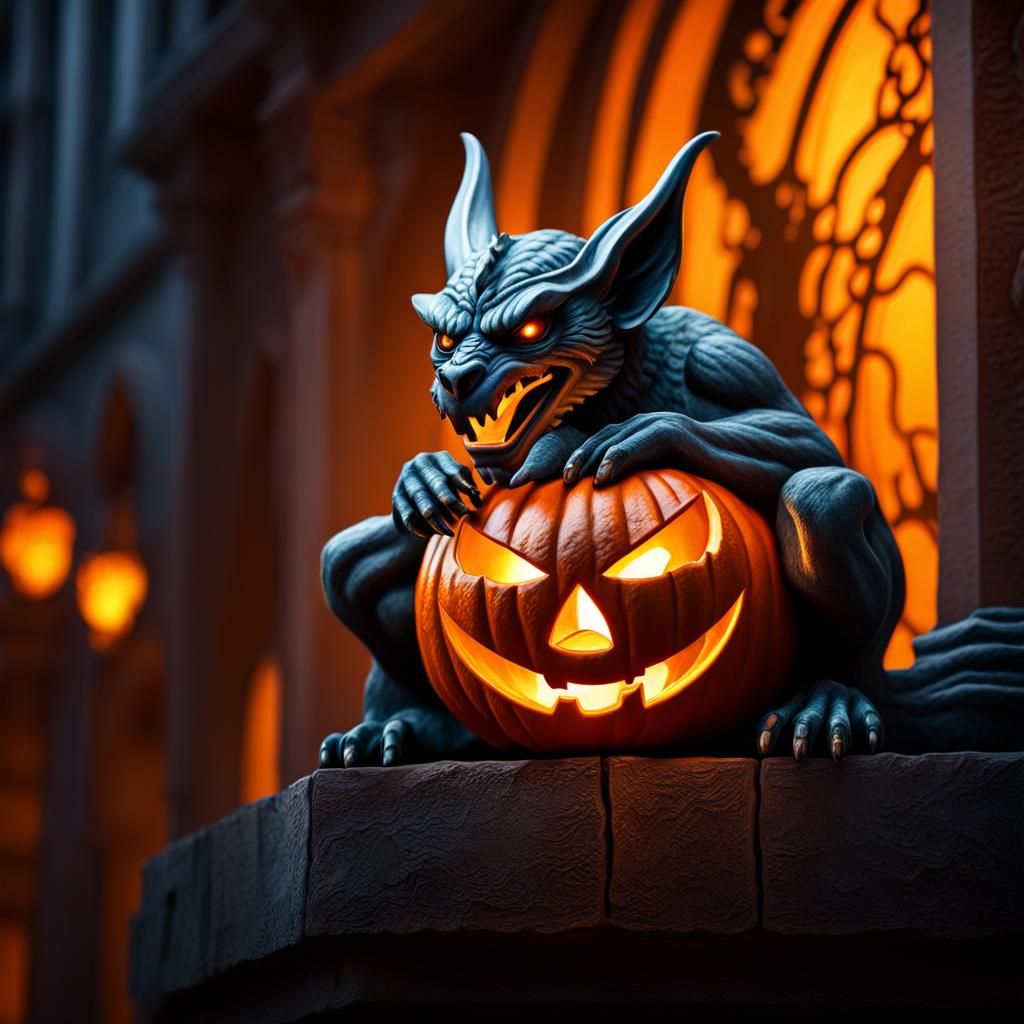 Hyperrealistic Gargoyle Jack-o'-Lantern for Halloween
