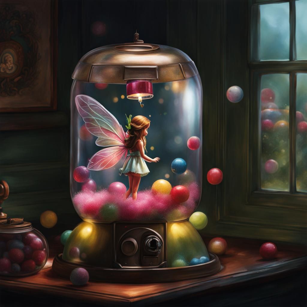 Fairy Trapped Inside a Gumball Machine