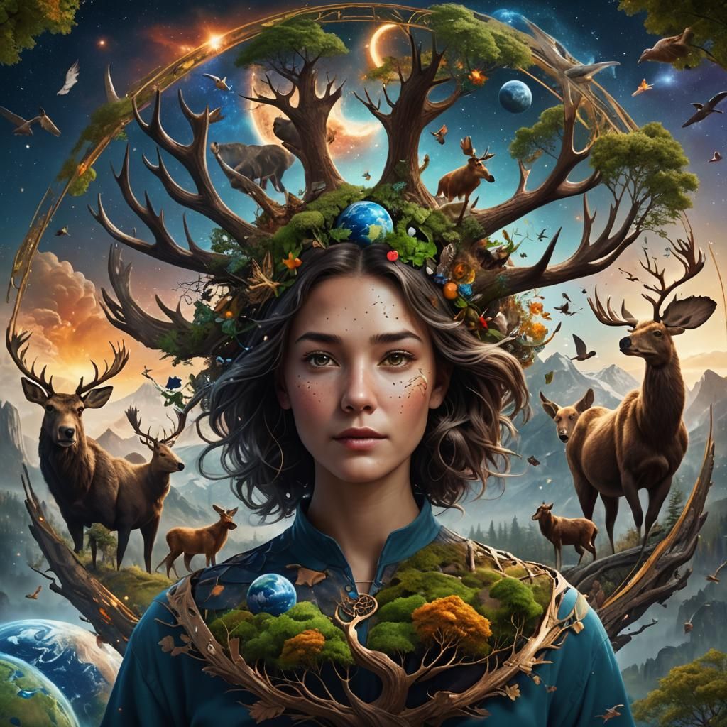 Earth and Woman Merge in Universe Creation