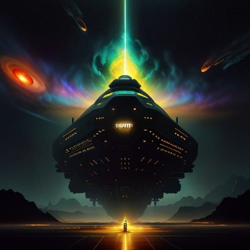 Cosmic Space Cruiser in Vibrant Sci-Fi Style