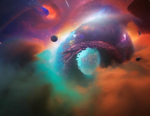 Cosmic Vortex: Detailed Matte Painting in Deep Color