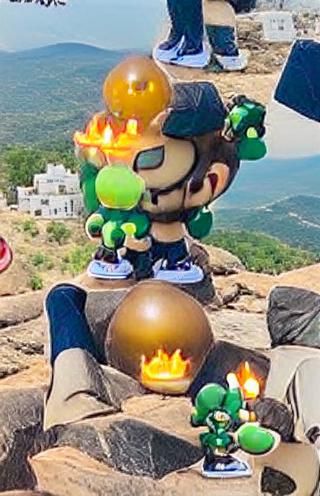 Luigi's Menacing Power on a Mountaintop
