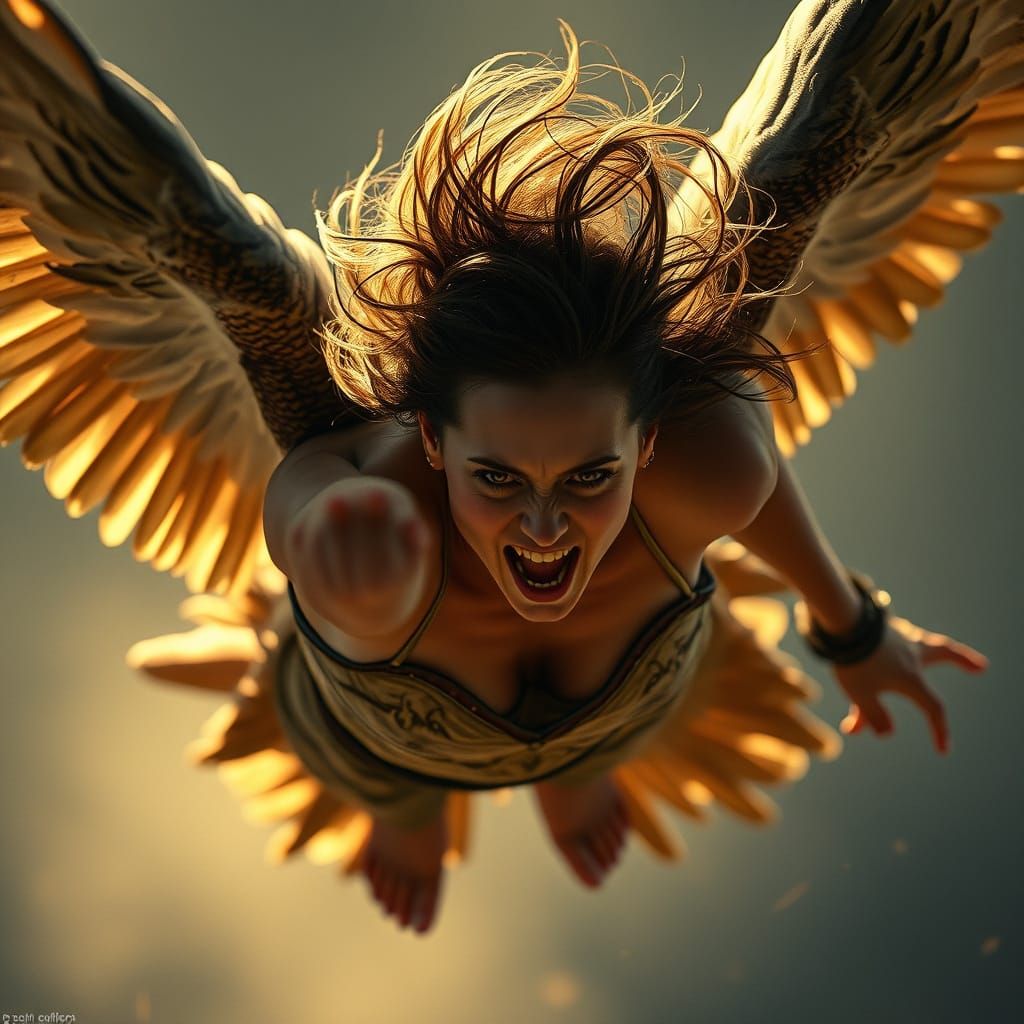 Fierce Female Fighter Mid-Air: Cinematic Film Aesthetic