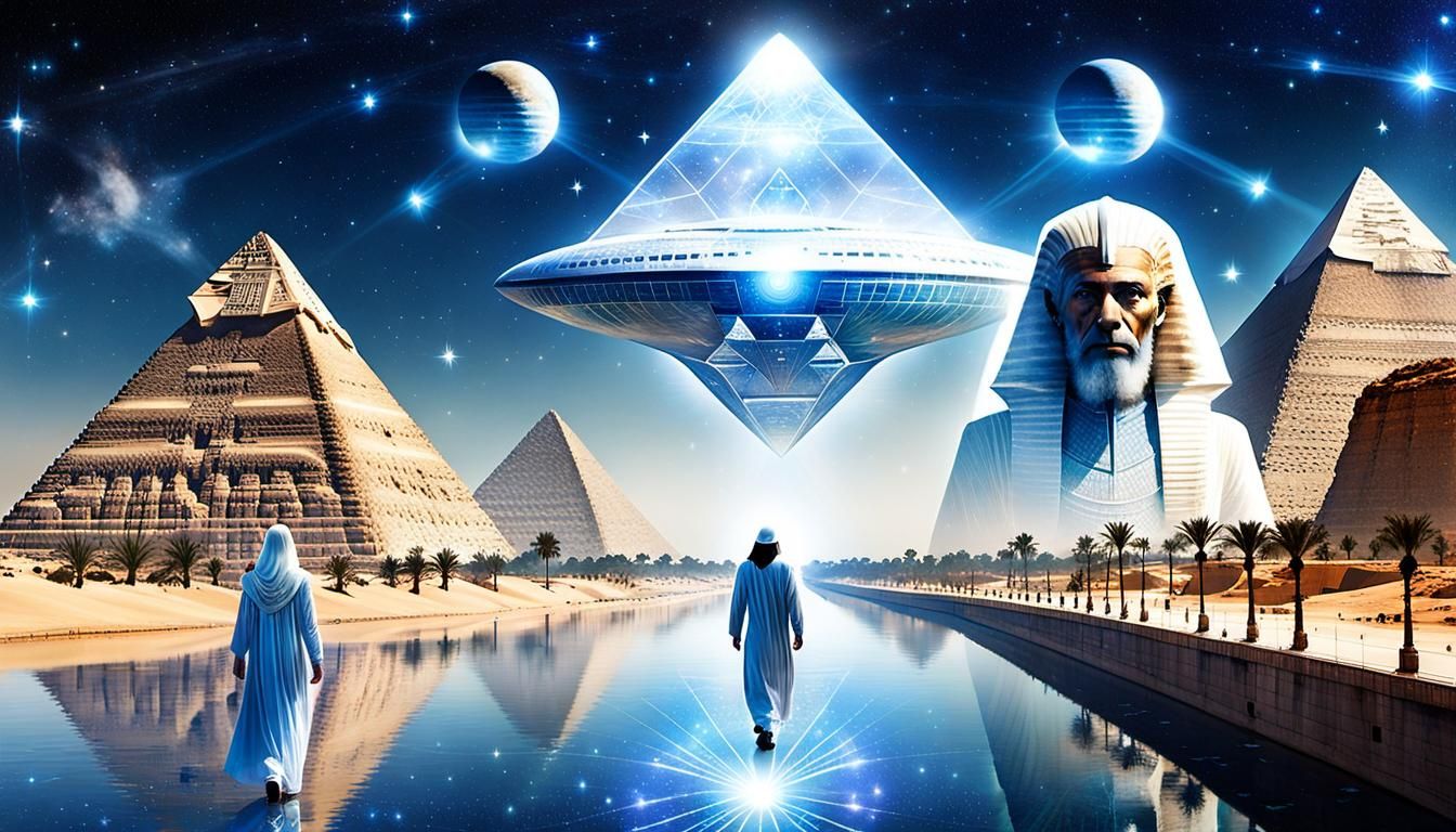 Ashtar and Mira Over Giza in Galactic Spaceship
