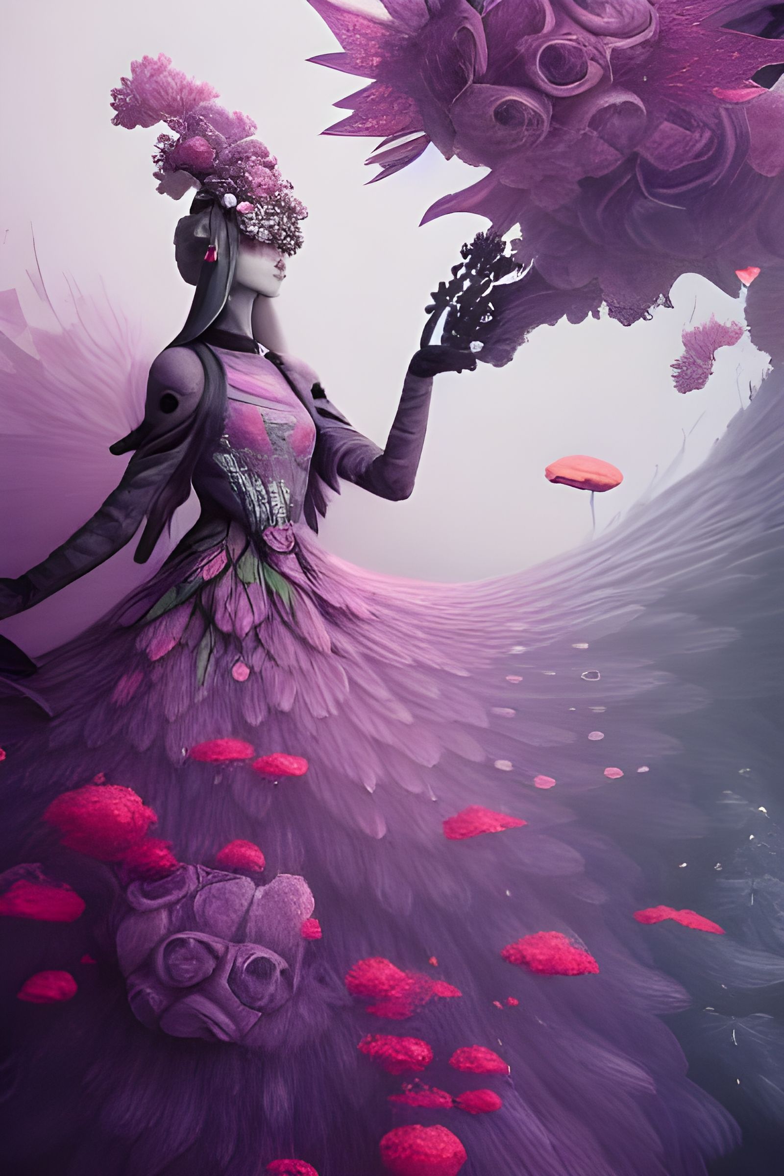 Hyperrealistic Knight Flower in Rainbow Dust