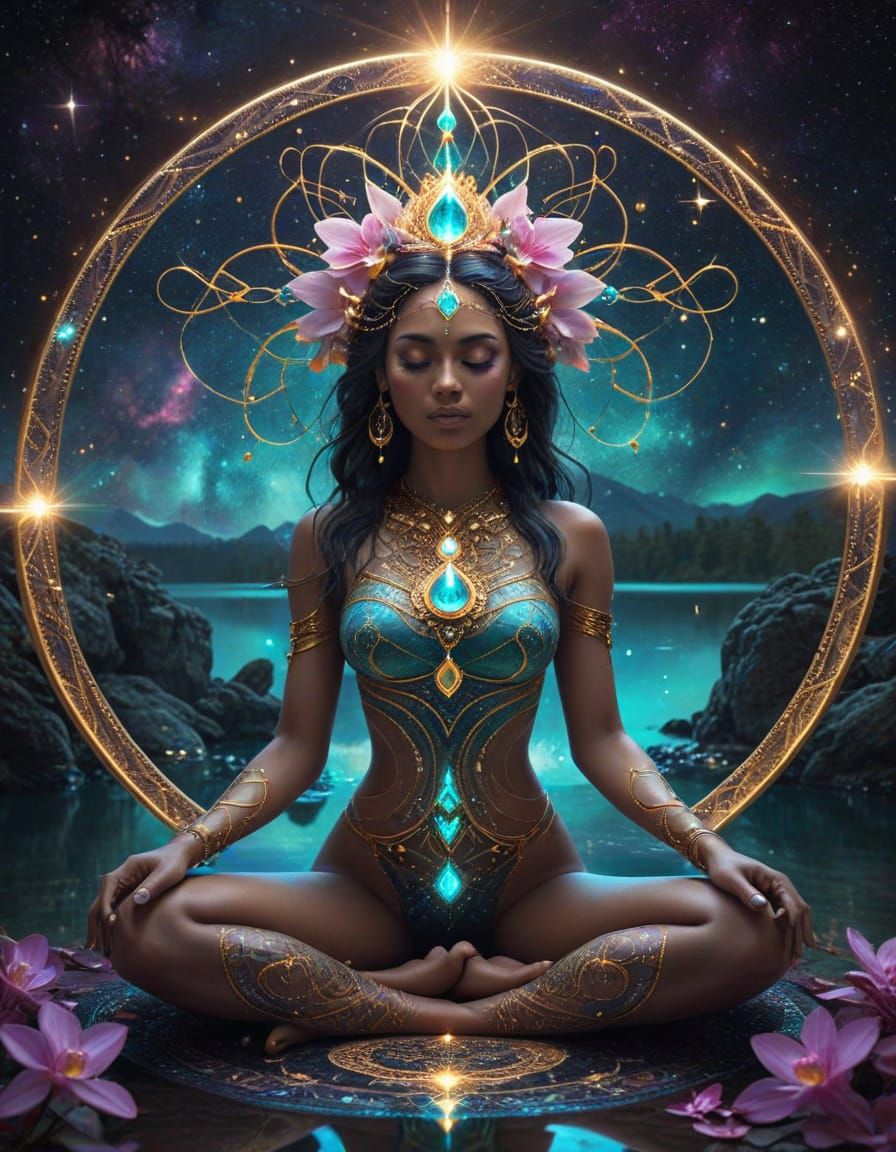 Sacred Feminine Goddess Radiates Cosmic Energy