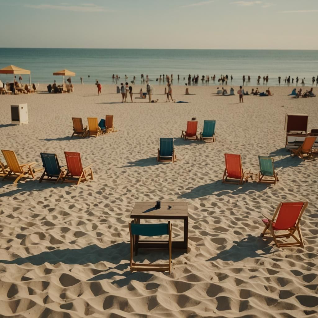 Podium on a Sunny Beach in Cinematic Style