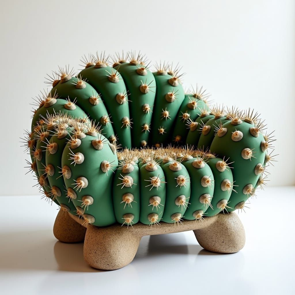 Cactus Armchair with Sediment Rock Legs