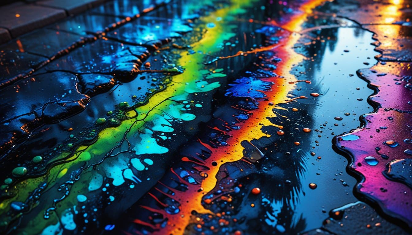 Flooded Streets in Alcohol Ink Expressionism
