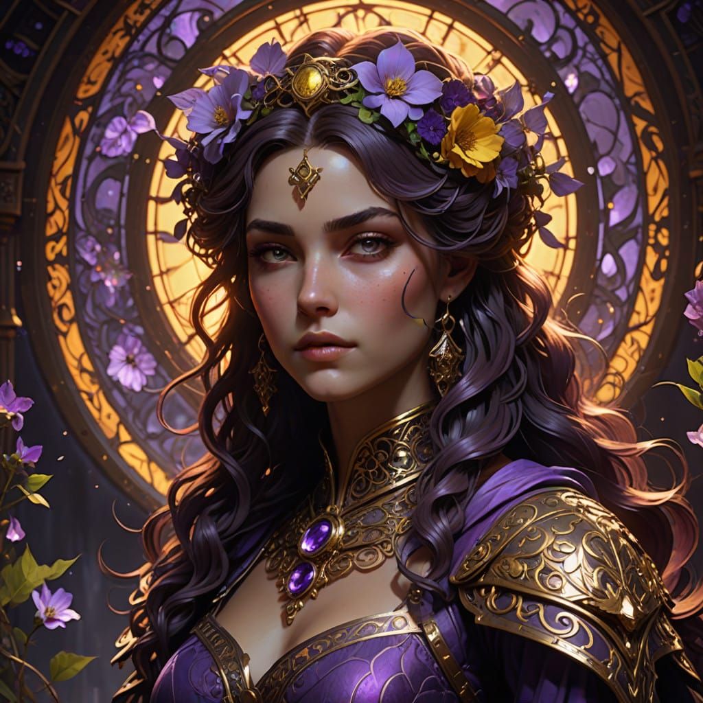 Ethereal Goddess in Dark Fantasy Realm with Art Nouveau Eleg...