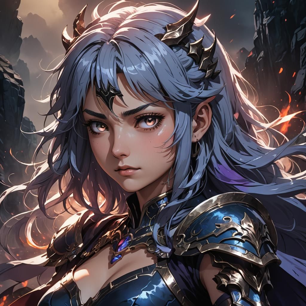 Anime Portrait of a Wrathful Princess in Dark Fantasy Style