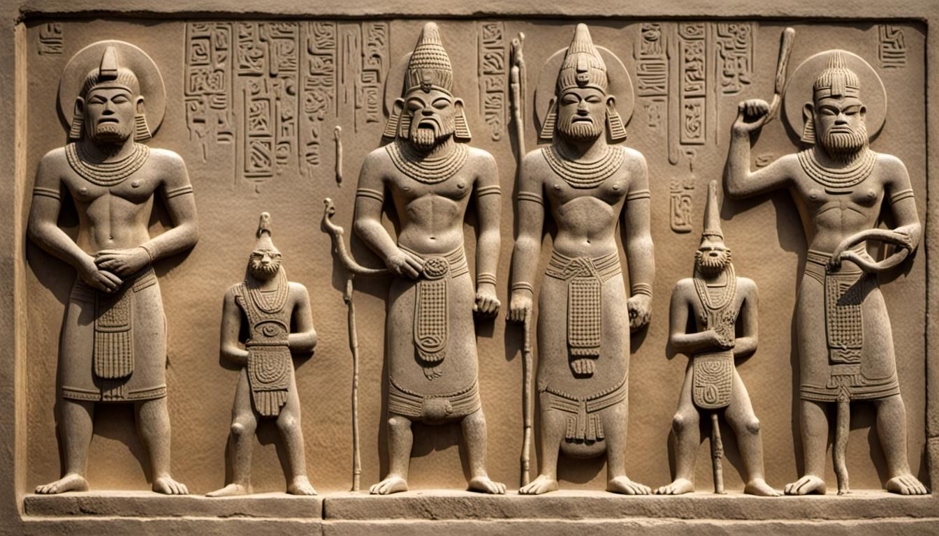 Gilgamesh, Enkidu, and Humbaba Illustration