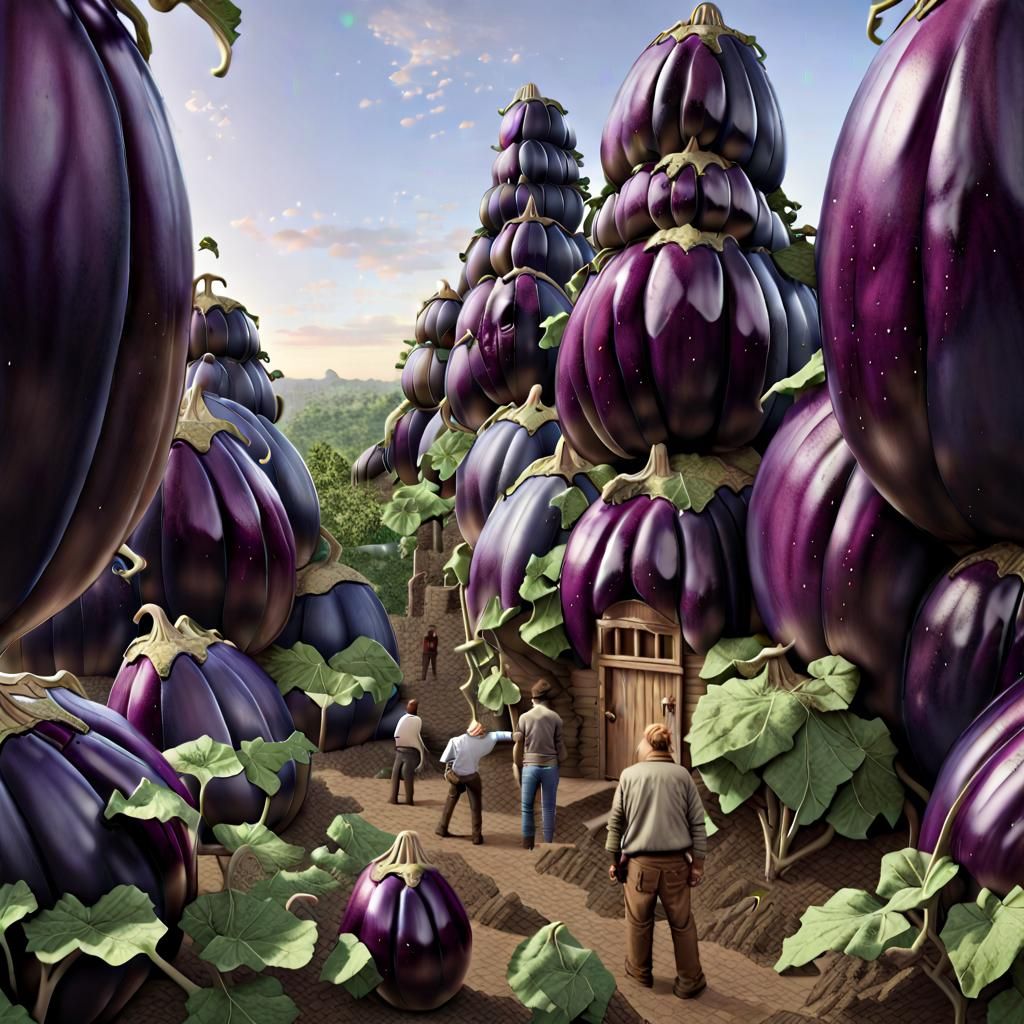 Giant Eggplant Fortress: A Sci-Fi Fantasy Art