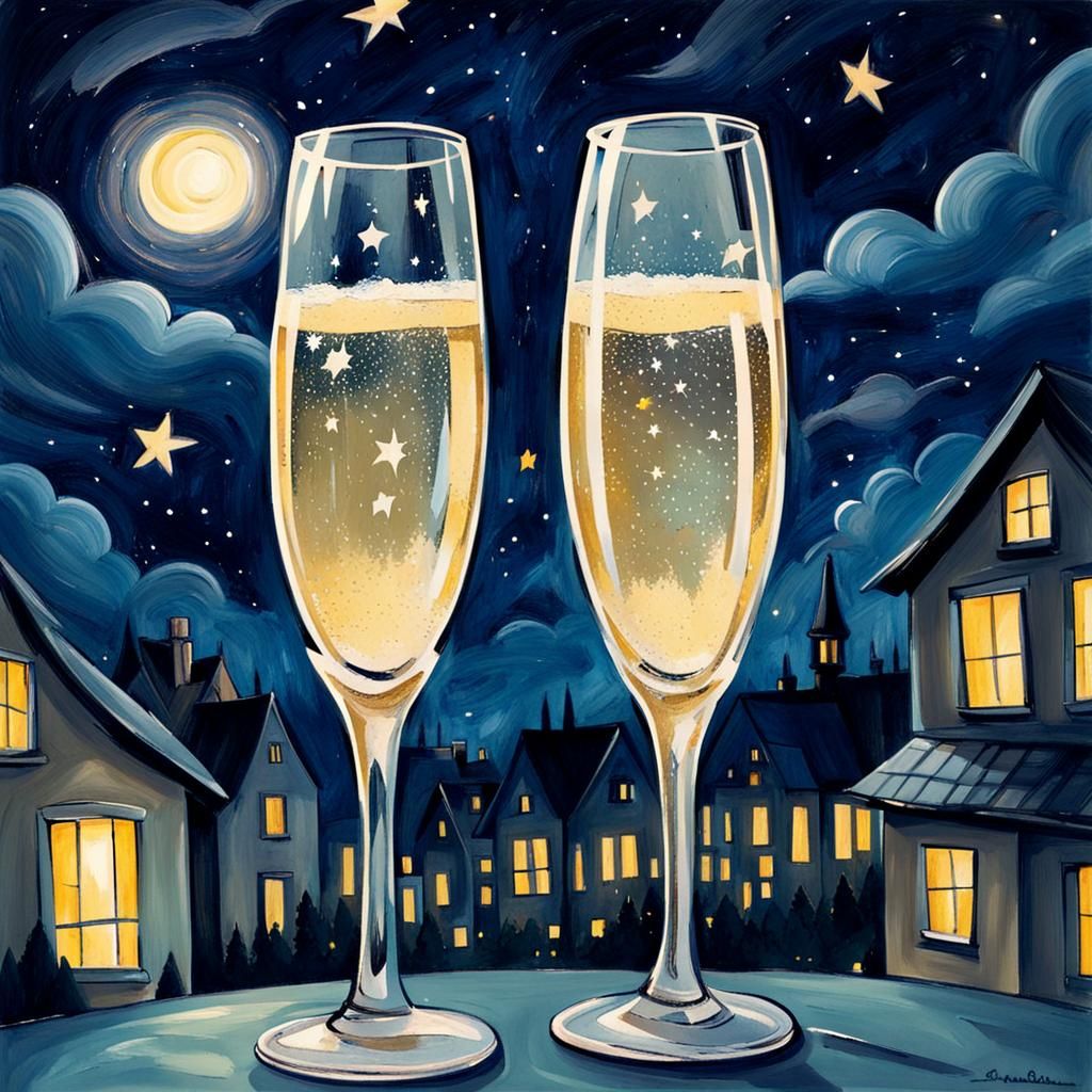 Stars in Champagne: Expressionist Storybook Night