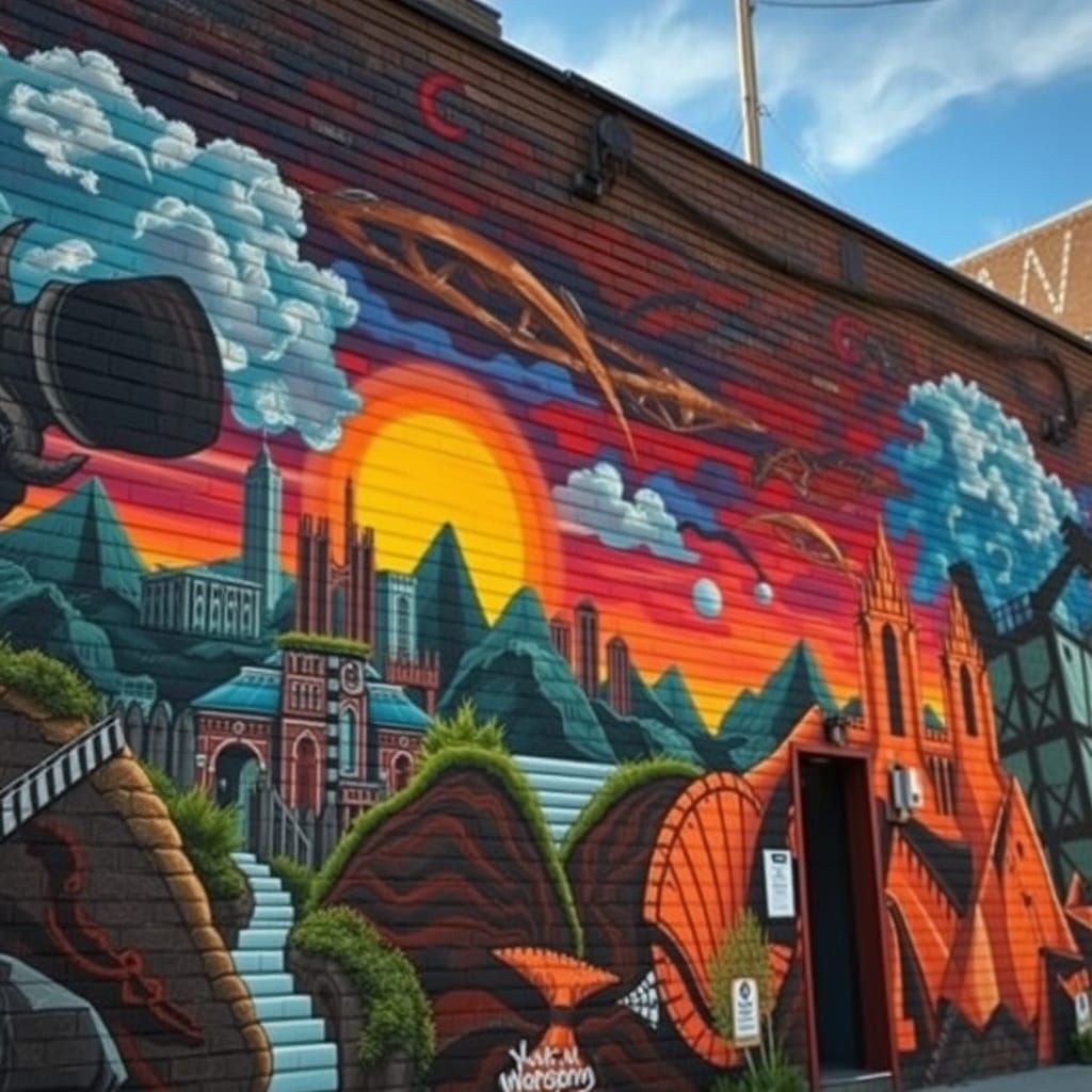 Epic Airbrushed Landscapes on NYC Mural in 8K