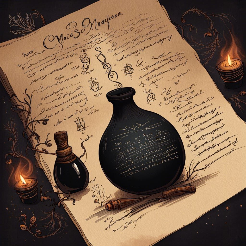 Witch's Notebook Page: Black Magic Potion