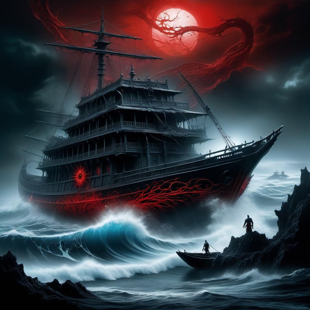 ghost ship in rough sea