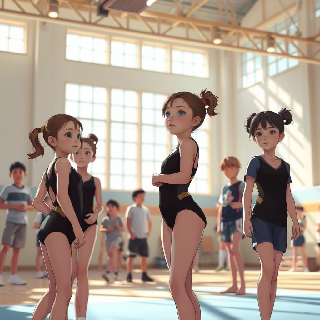 Girls Performing Gymnastics in a Stunning Anime Art Style