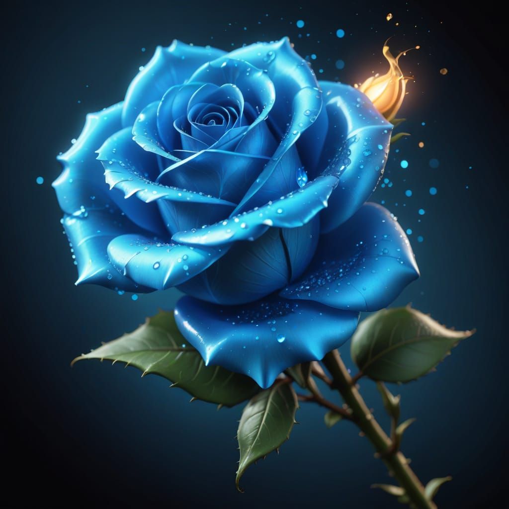 Glowing Blue Rose Item Icon in Fantasy Style