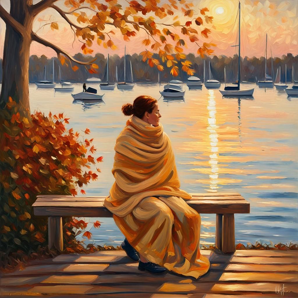 Chesapeake Bay Impressionist Painting at Golden Hour