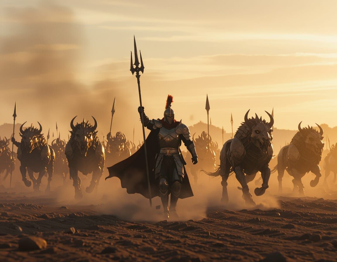 Biomechanical Beasts Charge into Battle as da Vinci Painting