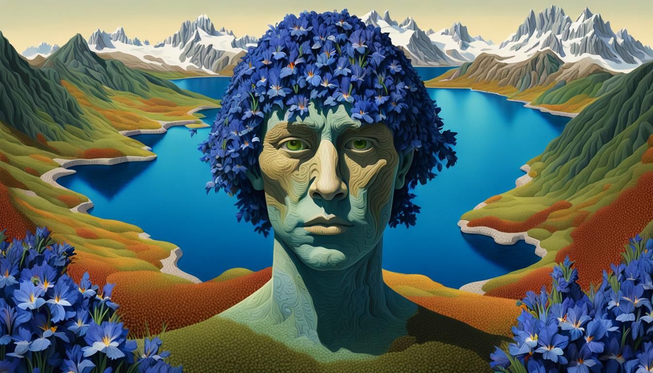 Surreal Landscape Face: A Trompe-l'Oeil Portrait
