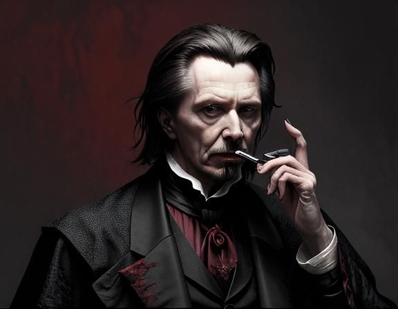 Dracula and Razor Blade: Dark, Sinister Portrait
