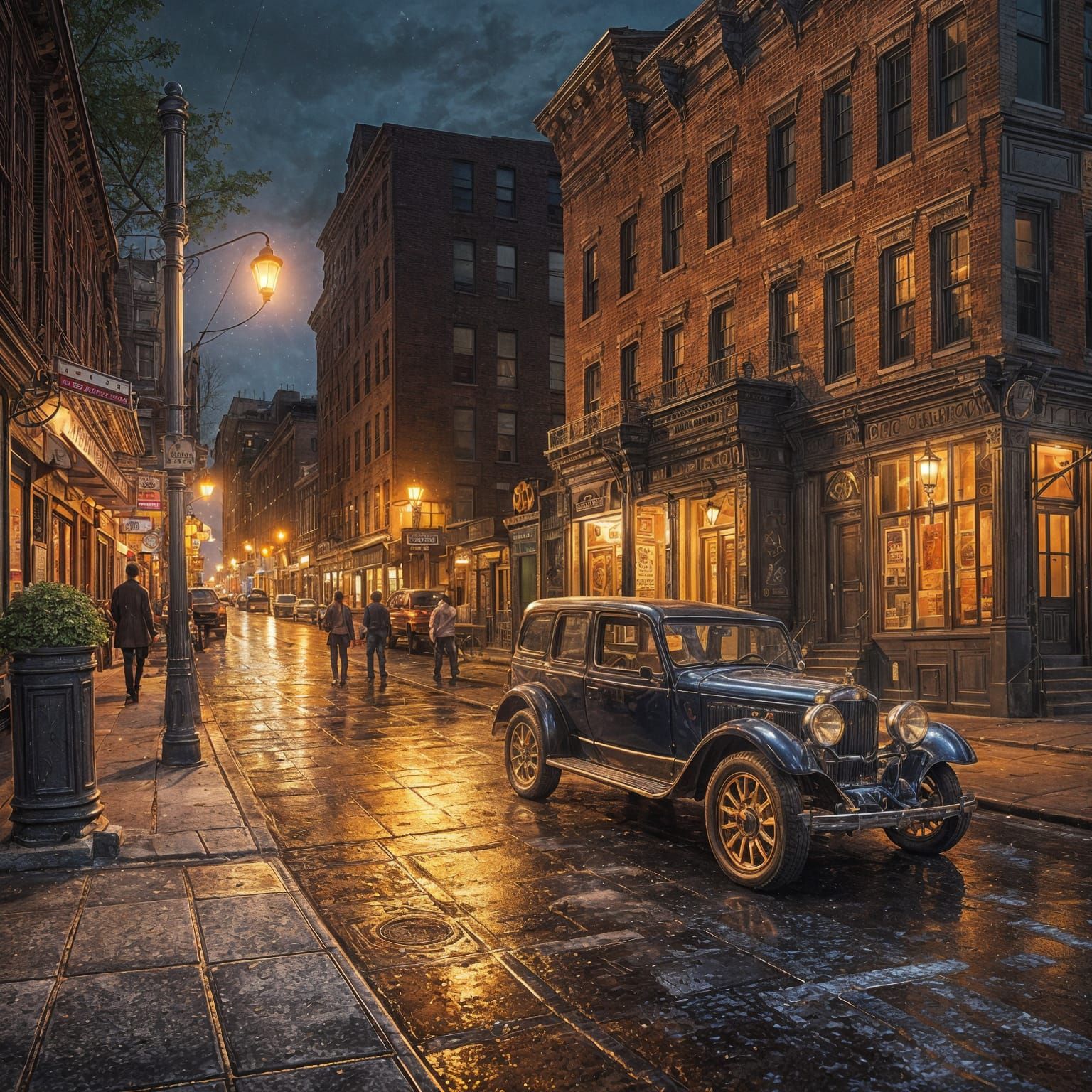 1800s New York Street at Night: Photorealistic Scene