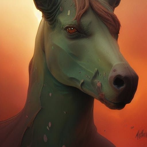 Detailed Kelpie Portrait in Art Nouveau Style