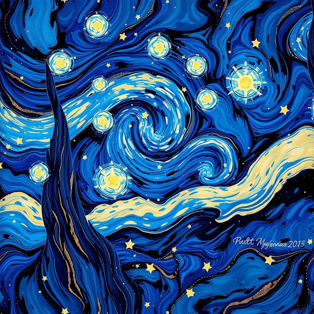 Celestial Abstract Pattern in Starry Night Colors