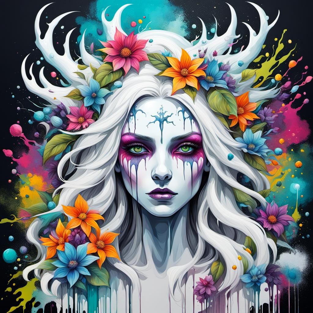 Magical Woodland Witch in Graffiti Art Style