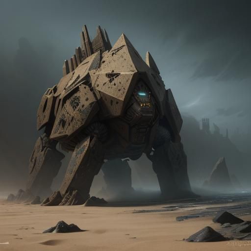 Menacing Sandcrawler Concept Art in Matte Painting Style