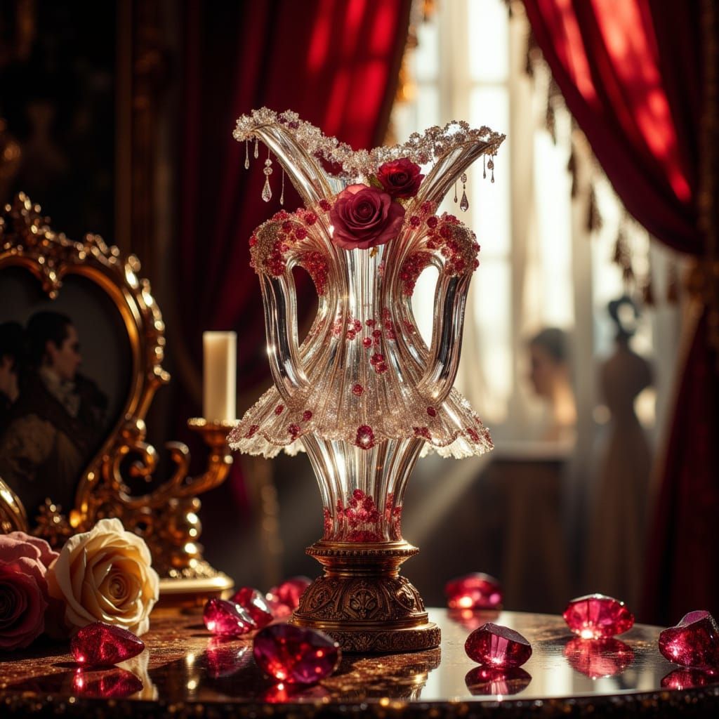 Victorian Ballerina Vase with Gems