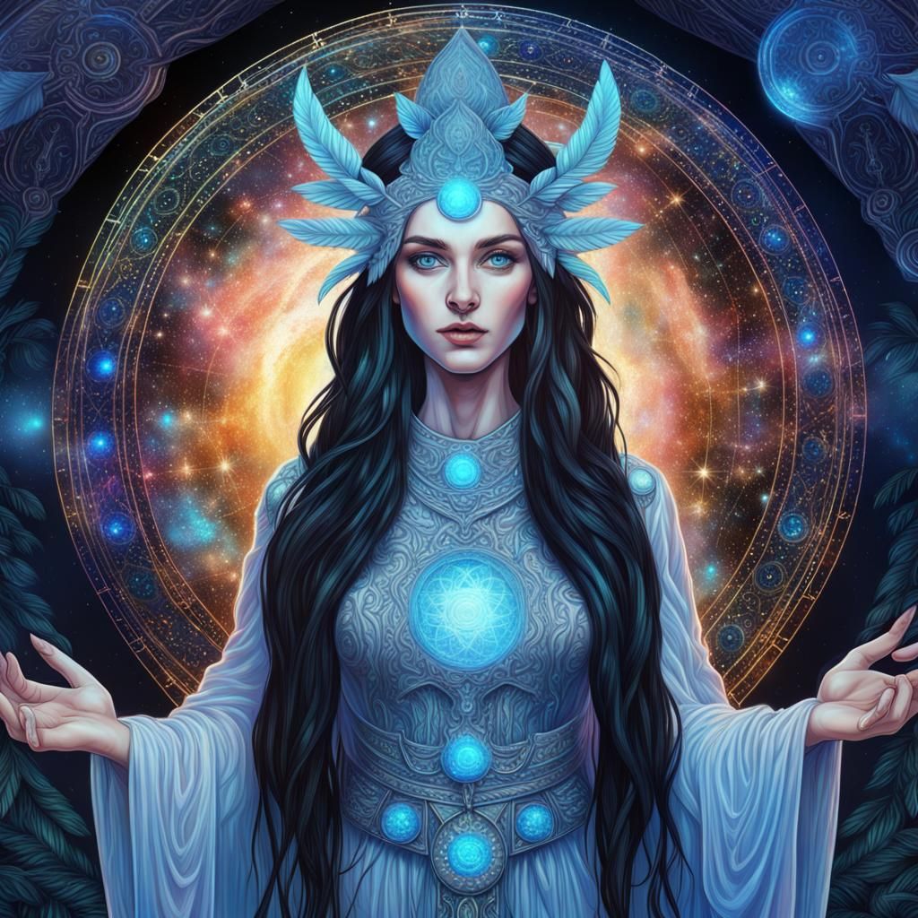 Druidic Priestess: Holographic Astral Illustration